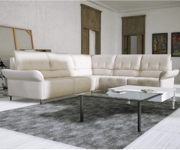 Boss Corner Sofa Bed White Leather | J&B Furniture