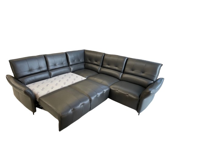 Boss Corner Sofa Bed Italian Black Leather | J&B Furniture