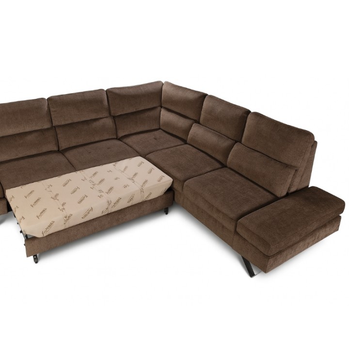 Evolution Corner Sofa Bed and Drawer in Brown |J&B Furniture