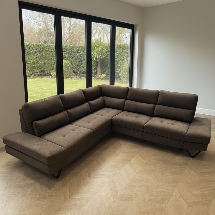 Evolution Corner Sofa Bed and Drawer in Brown |J&B Furniture