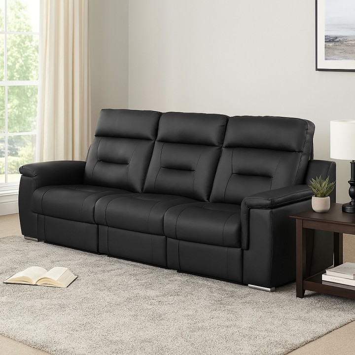 Motion Bespoke 3-Seater  Sofa – Black Leather | J&B Furniture