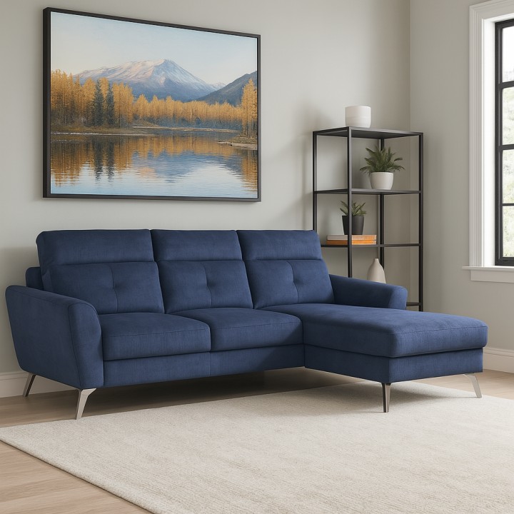 Loft Bespoke Corner Sofa Bed – Blue Fabric | J&B Furniture