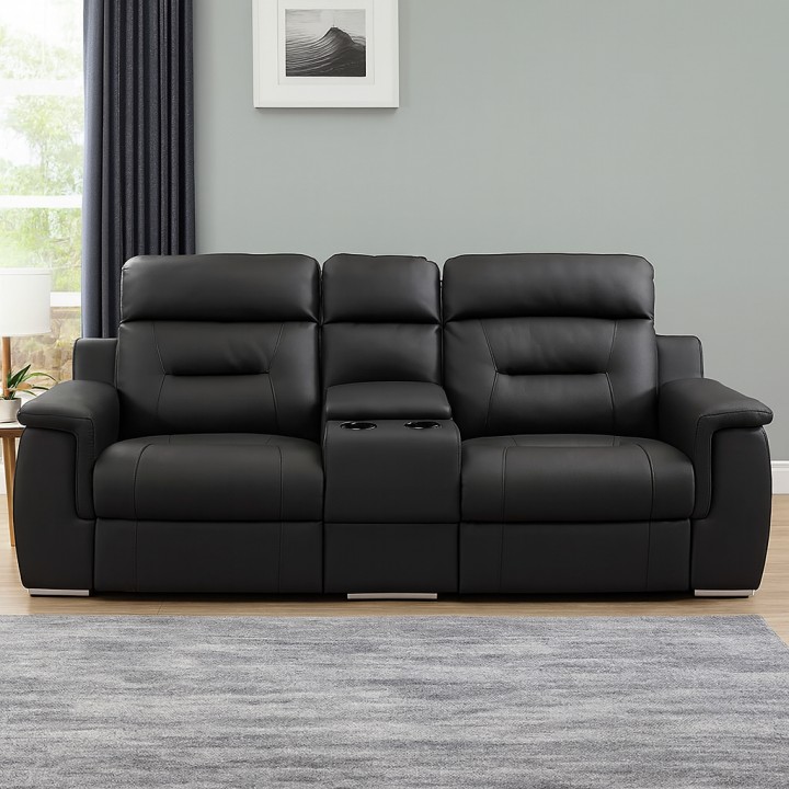 Motion 2-Seater Sofa Black Leather Coolers | J&B Furniture