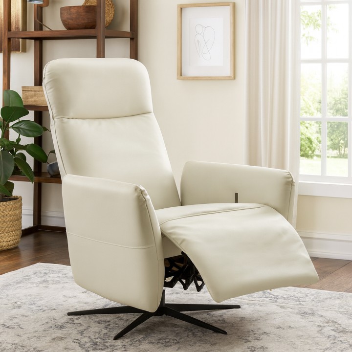 Swivel Recliner Armchair in Italian Leather| J&B Furniture