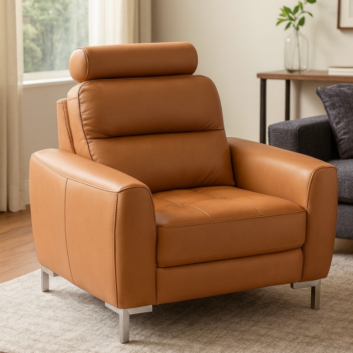 Lino Armchair with Headrest – Italian Leather| J&B Furniture