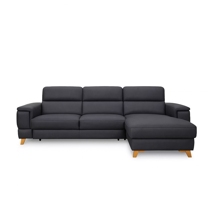 Pesaro Corner Sofa Bed Navy Italian Leather | J&B Furniture