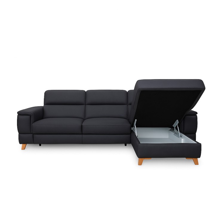 Pesaro Corner Sofa Bed Navy Italian Leather | J&B Furniture