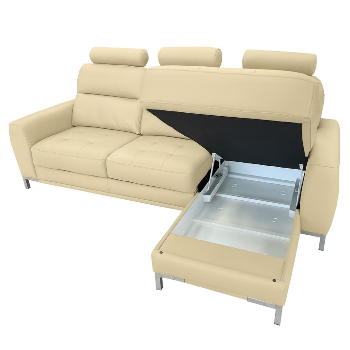 Lino Bespoke Corner Sofa Bed –  Cream Leather| J&B Furniture