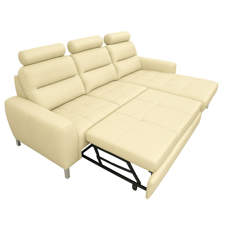 Lino Bespoke Corner Sofa Bed –  Cream Leather| J&B Furniture