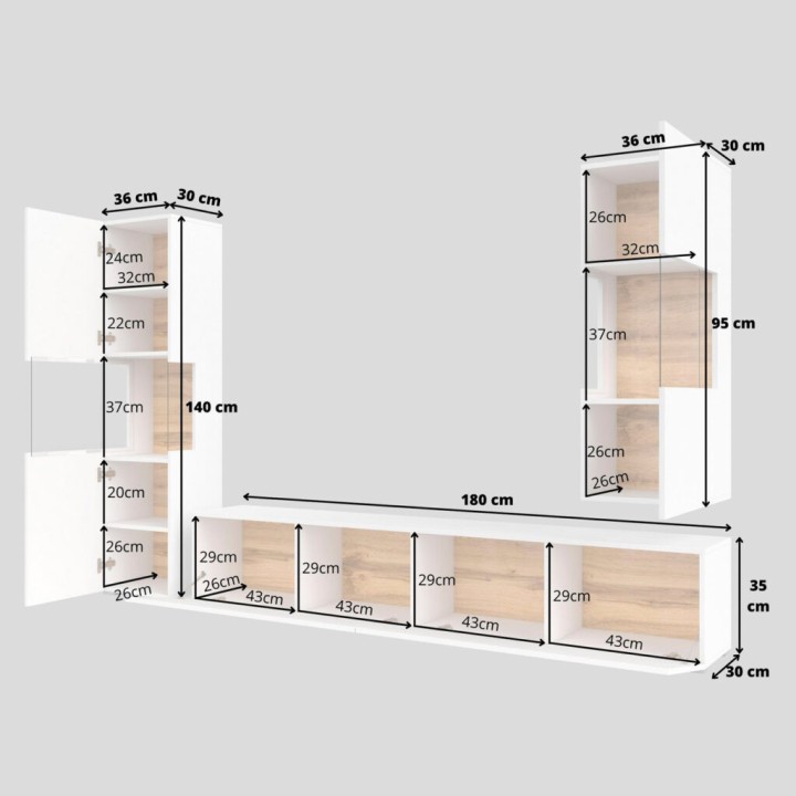 Ava Modern Wall Unit White | J&B Furniture