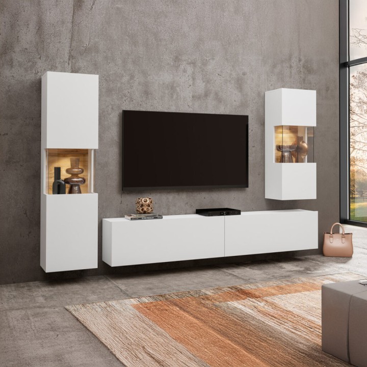 Ava Modern Wall Unit White | J&B Furniture