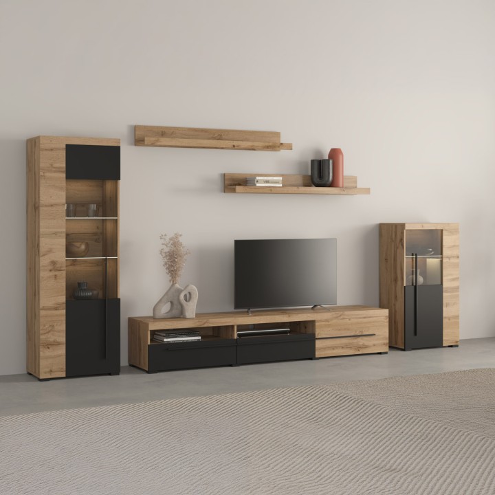 Roger Modern Wall Unit Oak | J&B Furniture