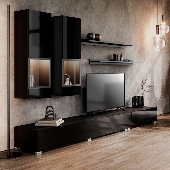 Athens Wall Unit Black -Contemporary & Sleek | J&B Furniture