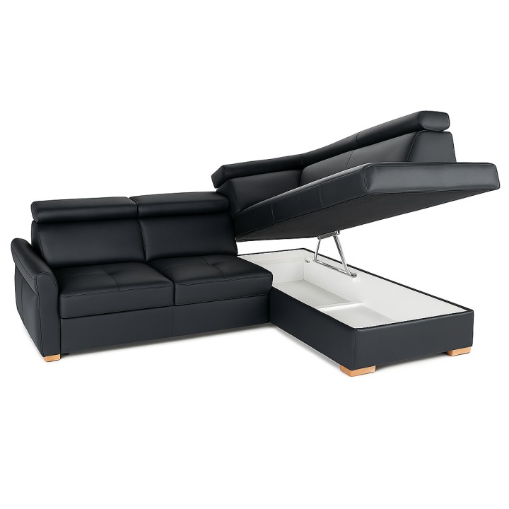 Baggio Bespoke Sofa Bed Black Italian leather |J&B Furniture