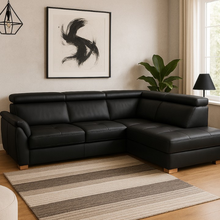 Baggio Bespoke Sofa Bed Black Italian leather |J&B Furniture