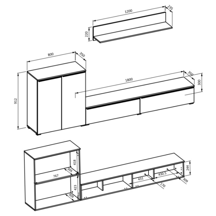 Tana Wall Unit – Modern & Sleek | J&B Furniture Ireland