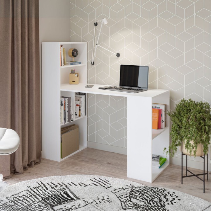 Whitby- Desk with shelves White | J&B Furniture