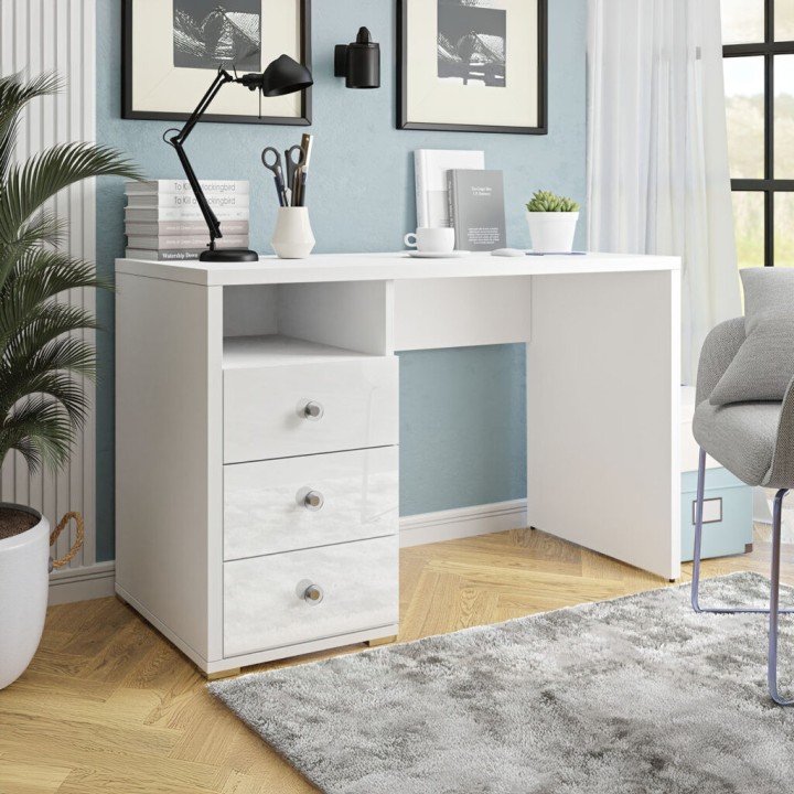 Iris- Computer Desk with 3 drawers White | J&B Furniture