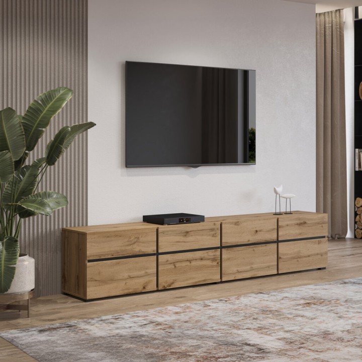 Cross TV Unit in Oak – Contemporary Living Room