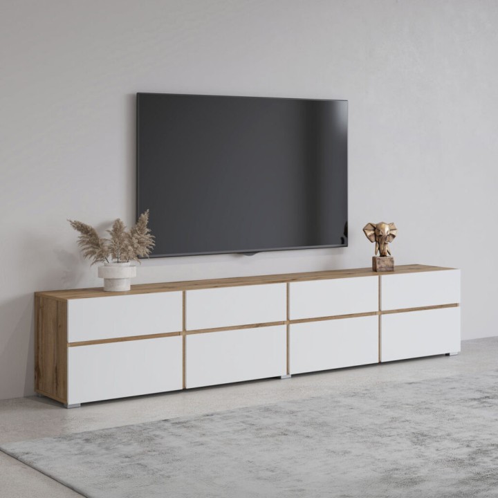 Cross TV Unit in White and Oak