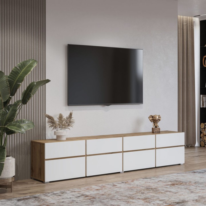 Cross TV Unit in White and Oak