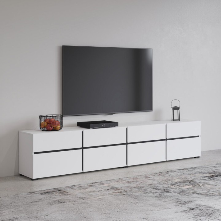 Cross TV Unit in White – Contemporary Living Room