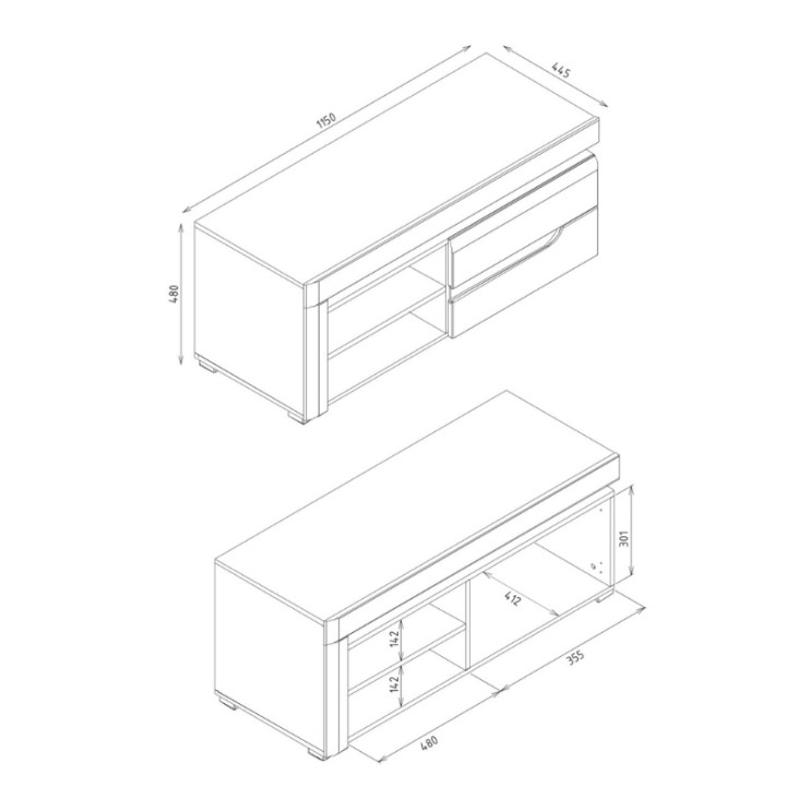 IRMA Modern White TV Unit Glossy White 115cm | J&B Furniture