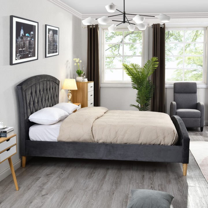 Kingston Grey Bed Frame 5Ft | J&B Furniture