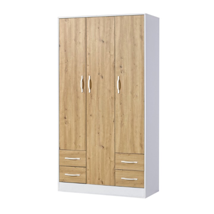 Perfect 3 Door 4 Drawer Wardrobe in Oak | J&B Furniture