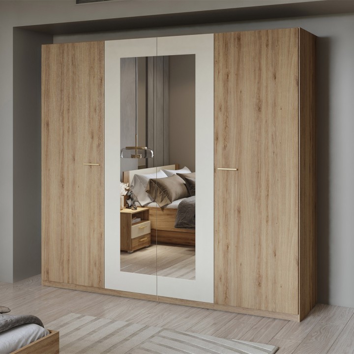Vertina- 228cm Wardrobe 4 doors  Oak - Beige | J&B Furniture