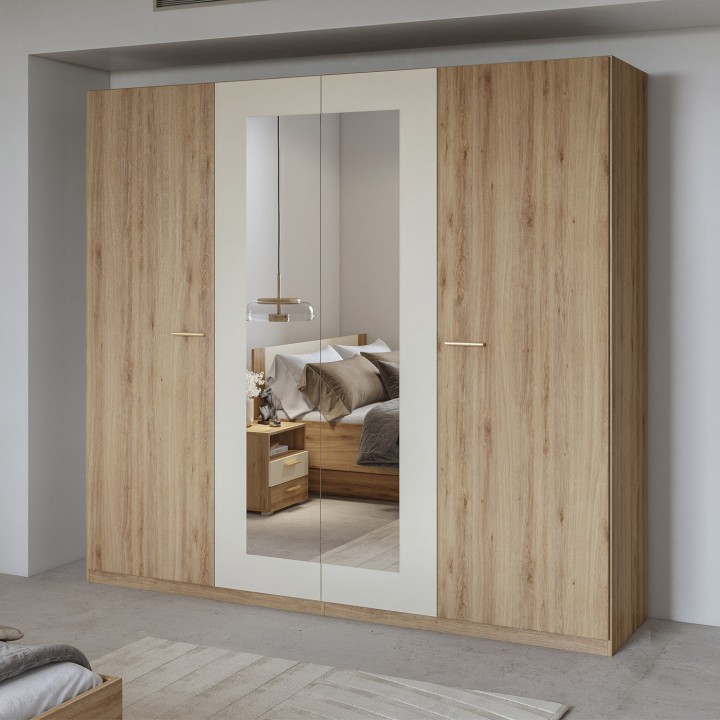 Vertina- 228cm Wardrobe 4 doors  Oak - Beige | J&B Furniture