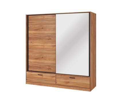Sliding Wardrobe with Drawers and Mirror Oak