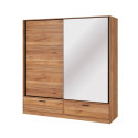 Sliding Wardrobe with Drawers and Mirror Oak