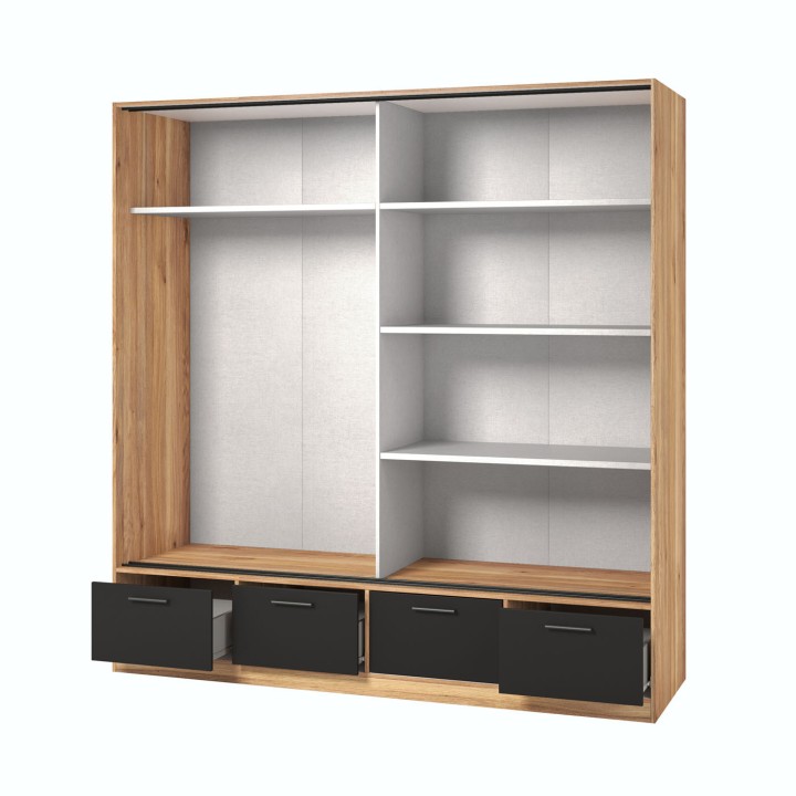 Mirrored Sliding Wardrobe with Drawers