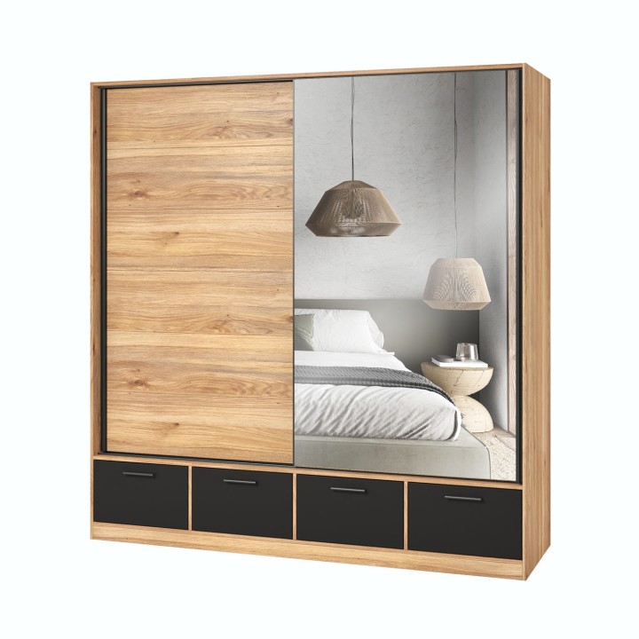 Mirrored Sliding Wardrobe with Drawers