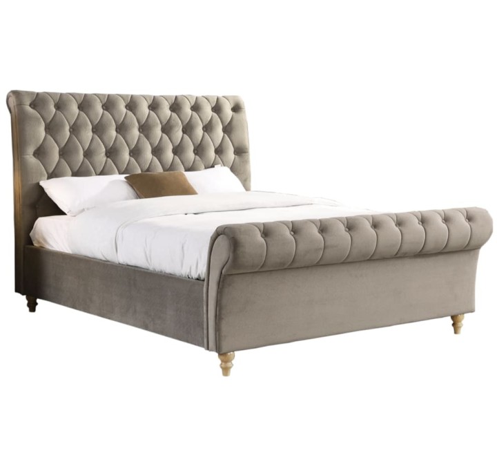 Luxury Velvet Bed Frame Beige 4Ft6 | J&B Furniture lreland