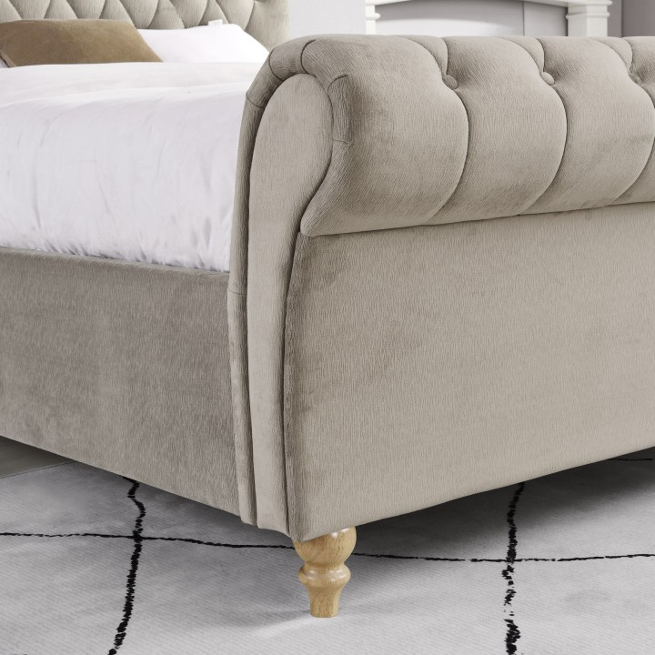 Luxury Velvet Bed Frame Beige 4Ft6 | J&B Furniture lreland