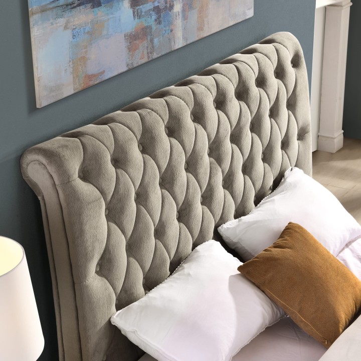 Luxury Velvet Bed Frame Beige 4Ft6 | J&B Furniture lreland
