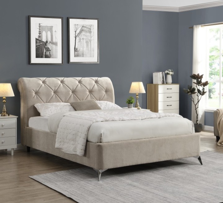 Sligo Ottoman Bed Frame 4Ft6 Beige | J&B Furniture Ireland