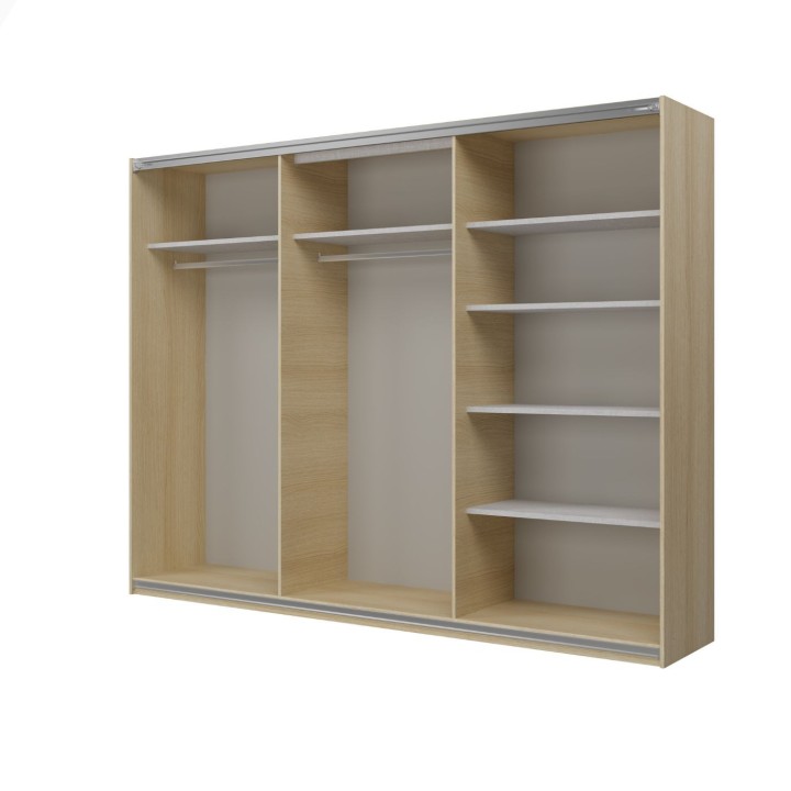 Cube- 270cm  Sliding Wardrobe Oak Modern and Spacious| J&B