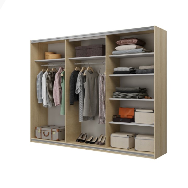 Cube- 270cm  Sliding Wardrobe Oak Modern and Spacious| J&B