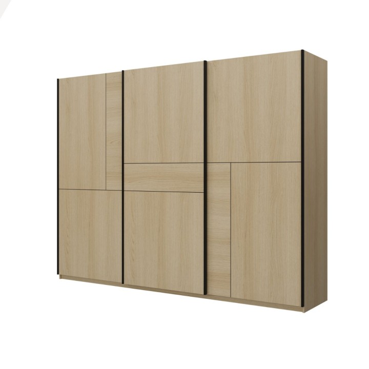 Cube- 270cm  Sliding Wardrobe Oak Modern and Spacious| J&B