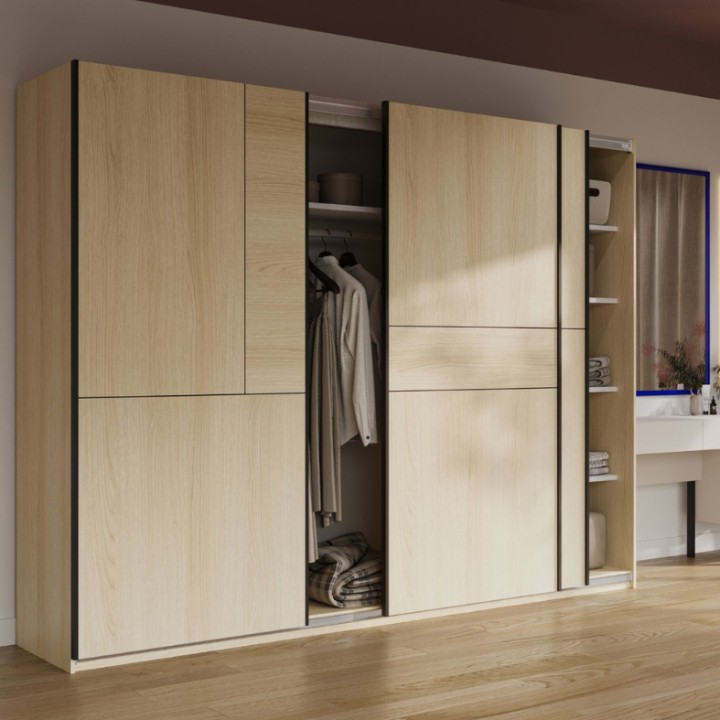 Cube- 270cm  Sliding Wardrobe Oak Modern and Spacious| J&B