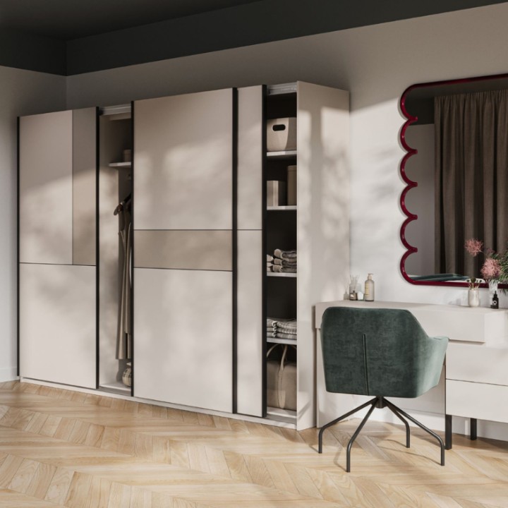 Cube- 270cm Modern Sliding Wardrobe Cashmere | J&B Furniture