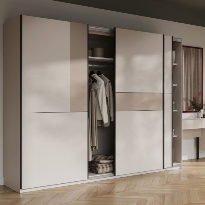 Cube- 270cm Modern Sliding Wardrobe Cashmere | J&B Furniture