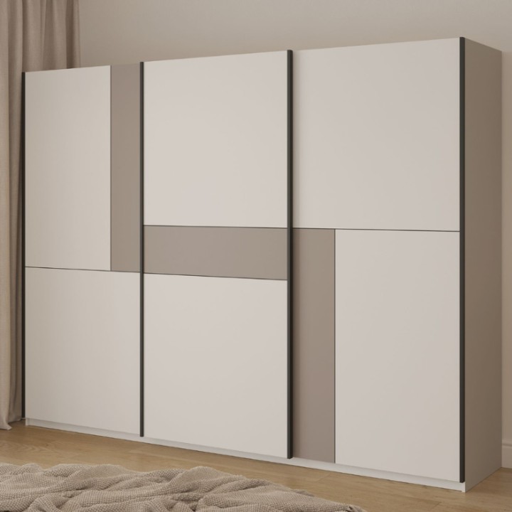Cube- 270cm Modern Sliding Wardrobe Cashmere | J&B Furniture
