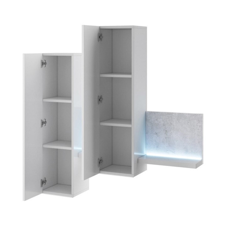 Bora Modern Wall Unit Concrete White W/Light - J&B Furniture