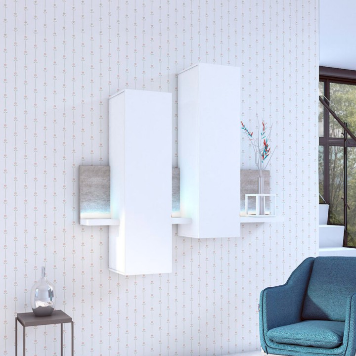 Bora Modern Wall Unit Oak /White With Light - J&B Furniture