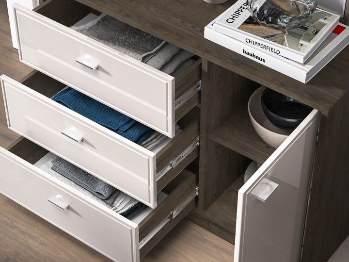 Avante Sideboard 1 Door & 3 Drawers in Oak and Cashmere J&B