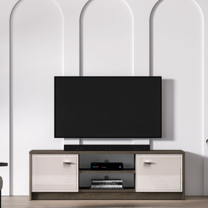 Modern TV Unit in Oak and Cashmere